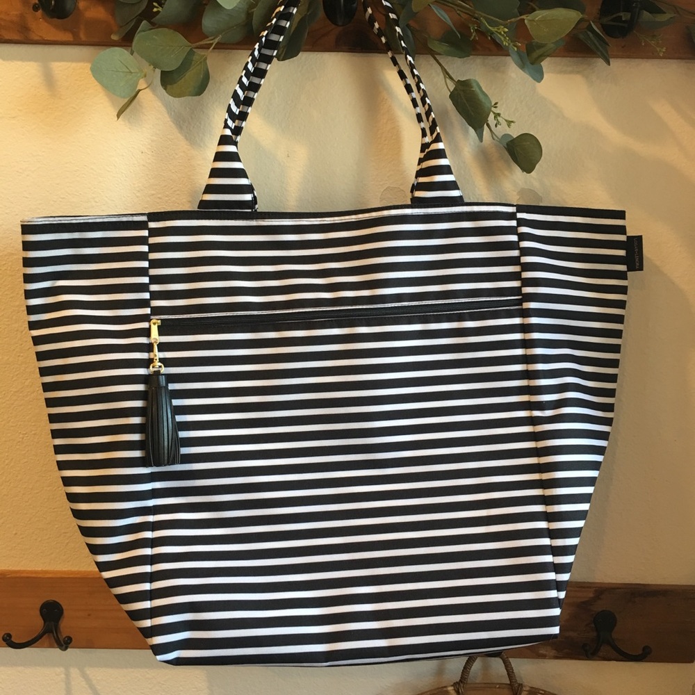 Logan & Lenora large caryall tote. Audrey stripe